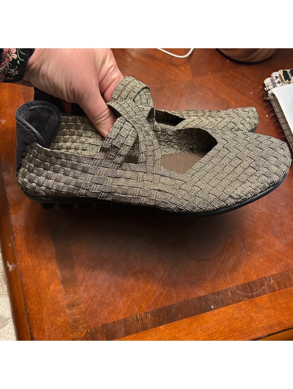 Bernie Mev Woven Metallic Bronze Gold Mary Jane Flats Shoes EU 38 US 7-7.5 Lulia